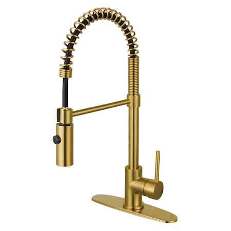 Gourmetier LS8773DL Single-Handle Pre-Rinse Kitchen Faucet, Brushed Brass LS8773DL